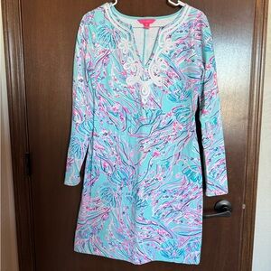 Lilly Pulitzer Women's Pink and Blue Long Sleeve Dress